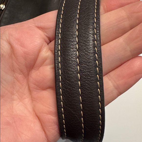 Beautiful Longchamp Leather Hobo shoulder bag deep brown w/ cream stitch - Picture 9 of 13